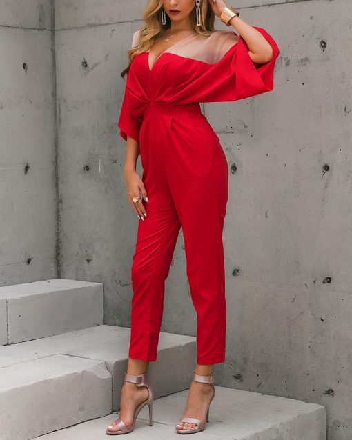 Fashion Slim Perspective V-neck Jumpsuit – debulp