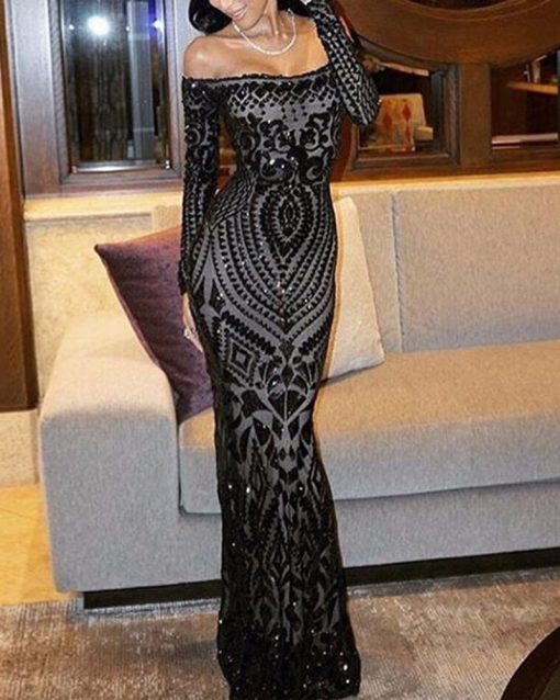 Sequin Strapless Bodycon Banquet Evening Dress – debulp