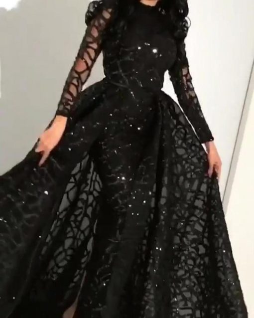 Long Sleeve Sequined Elegant Evening Dress – debulp