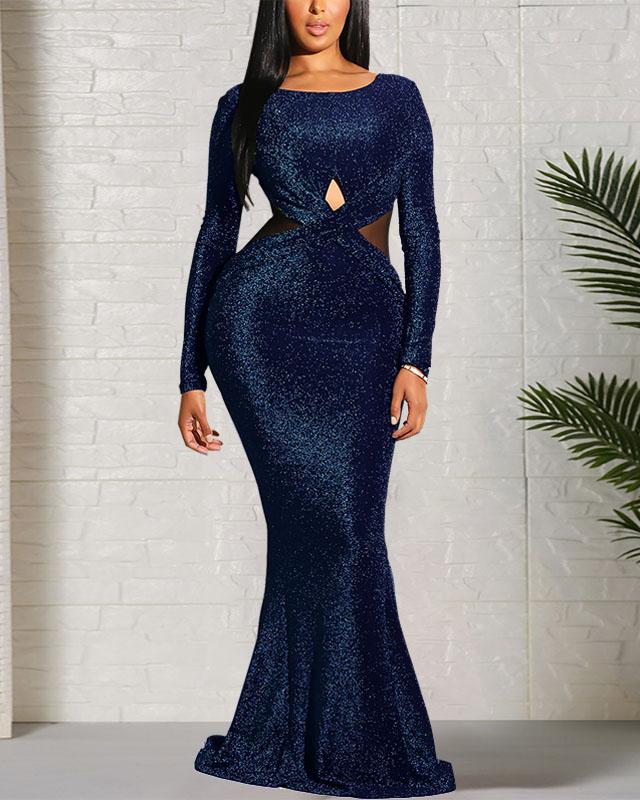 Long Sleeved Sexy Halter Evening Dress – debulp