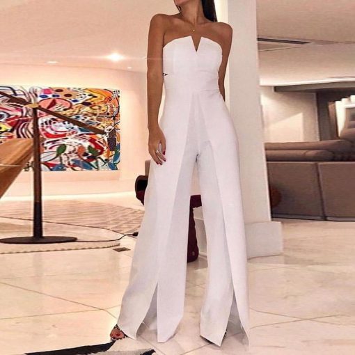 Sexy Sleeveless Solid Color Wide Leg Jumpsuit – debulp