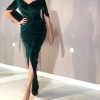 Velvet V-neck Bodycon Evening Dress