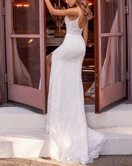 Suspender Lace Maxi Wedding Evening Dress – debulp