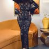 Sequined Feather Bodycon Evening Dress