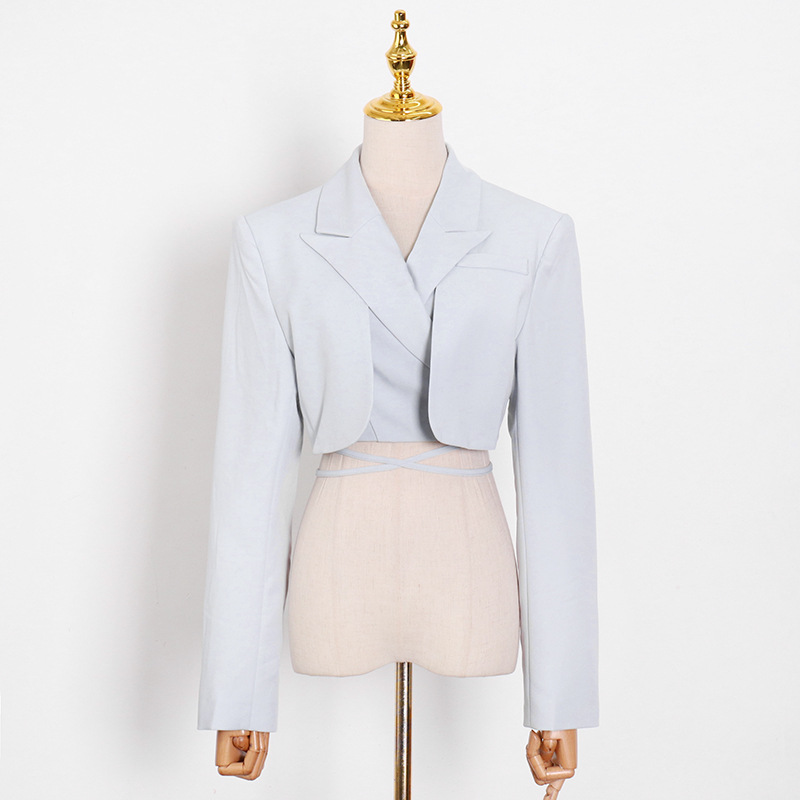 Solid short line with suit + irregular pleated femto skirt suit – debulp