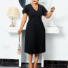V NECK Lotus Leaf Sleeve Large size pleady mother dress