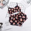 DEBULP Sexy underwear steam satin pajamas set thin section printing Ding family