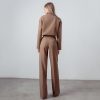 DEBULP Long sleeved high necked sweater trousers high waist straight slim suits