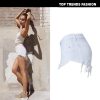 Causual jean outfits Beach hot pants pure white grinding irregular dump pocket denim shorts holes