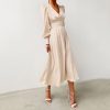 DEBULP Satin dress lighting sleeve waist slim dress