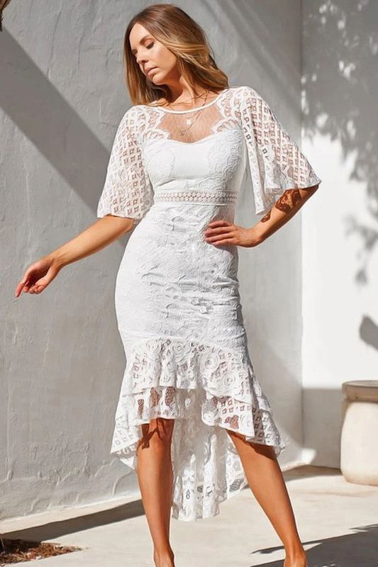 Party Outfit Idea Lace Slim Fishtail Dress
